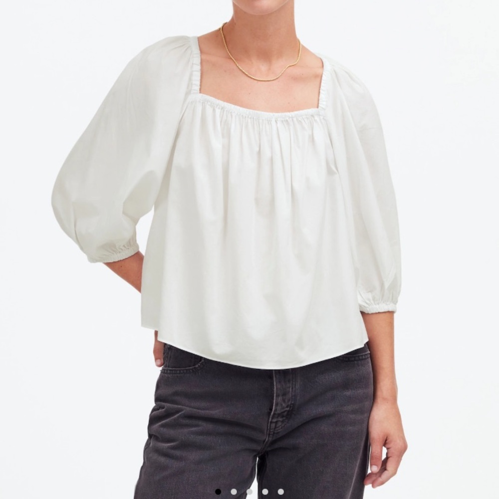 Madewell NWT Puff-Sleeve Peasant Top
